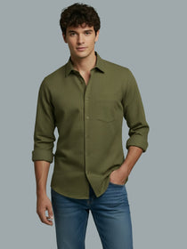 VORA LABEL Men Cotton Solid Regular Fit Spread Collar Casual Shirt - Black