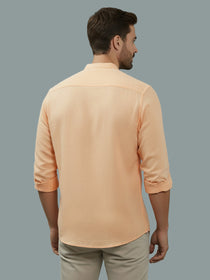 VORA LABEL Men Cotton Regular Fit Mandarin Collar Casual Shirt - Pink