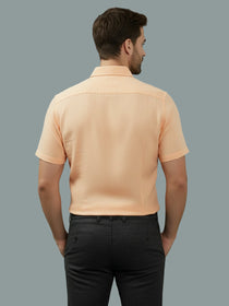 VORA LABEL Men Cotton Regular Fit Spread Collar Casual Shirt - Yellow