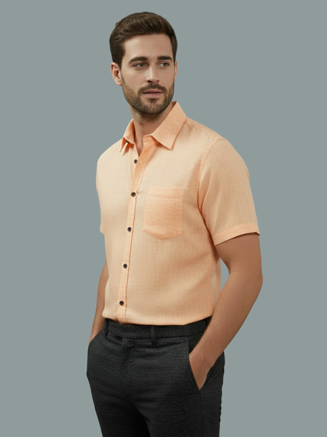 VORA LABEL Men Cotton Regular Fit Spread Collar Casual Shirt - Yellow