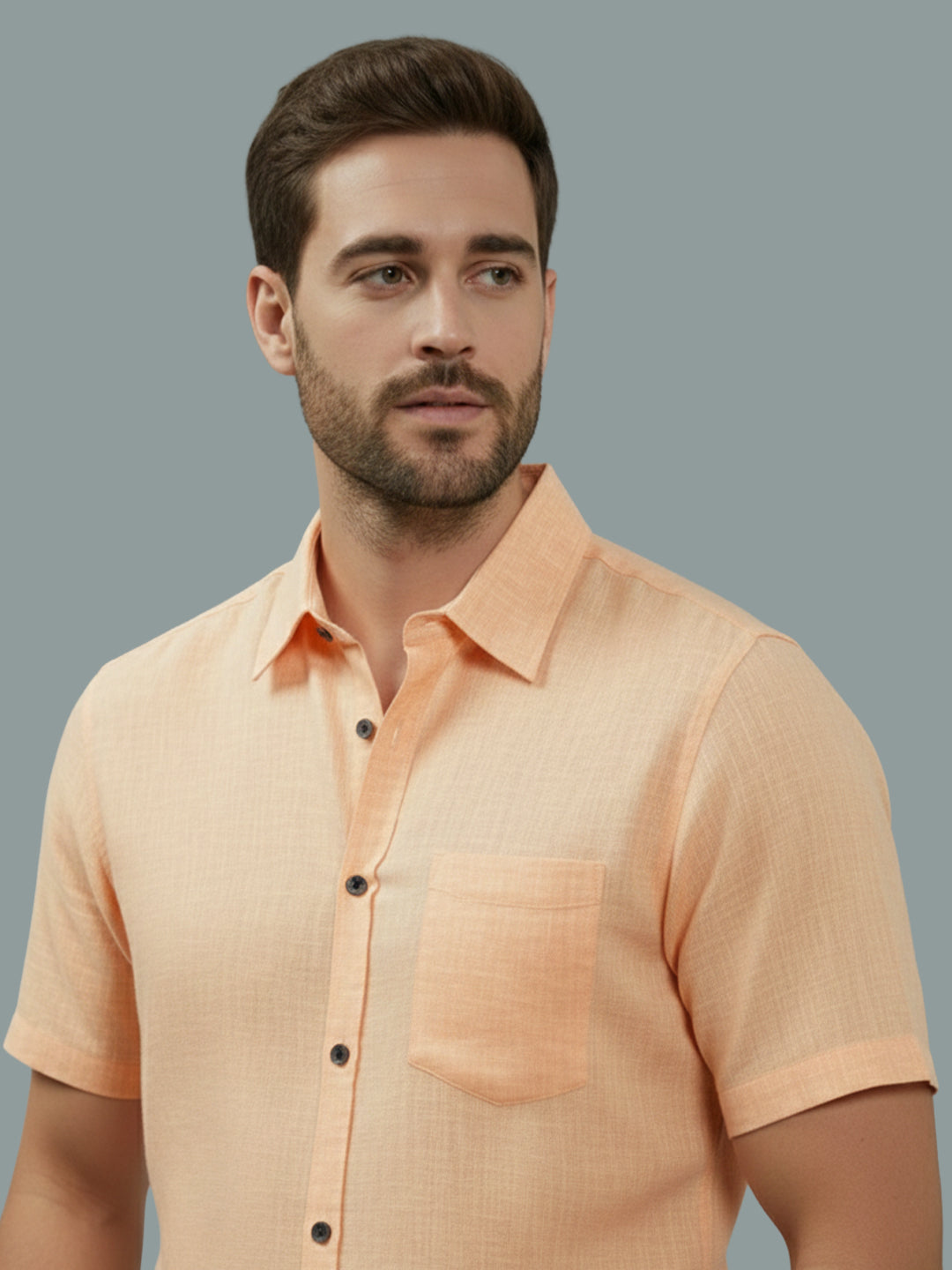 VORA LABEL Men Cotton Regular Fit Spread Collar Casual Shirt - Yellow
