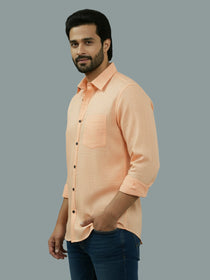 VORA LABEL Men Cotton Regular Fit Spread Collar Casual Shirt - Green