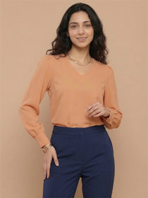 VORA LABEL Women Denim Solid Regular Fit Top - Teal Blue