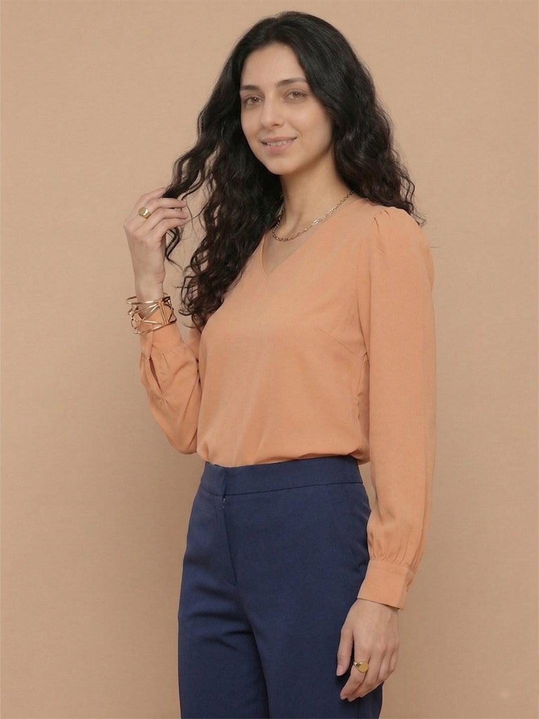 VORA LABEL Women Denim Solid Regular Fit Top - Teal Blue