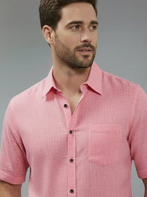 VORA LABEL Men Cotton Regular Fit Spread Collar Casual Shirt - Yellow