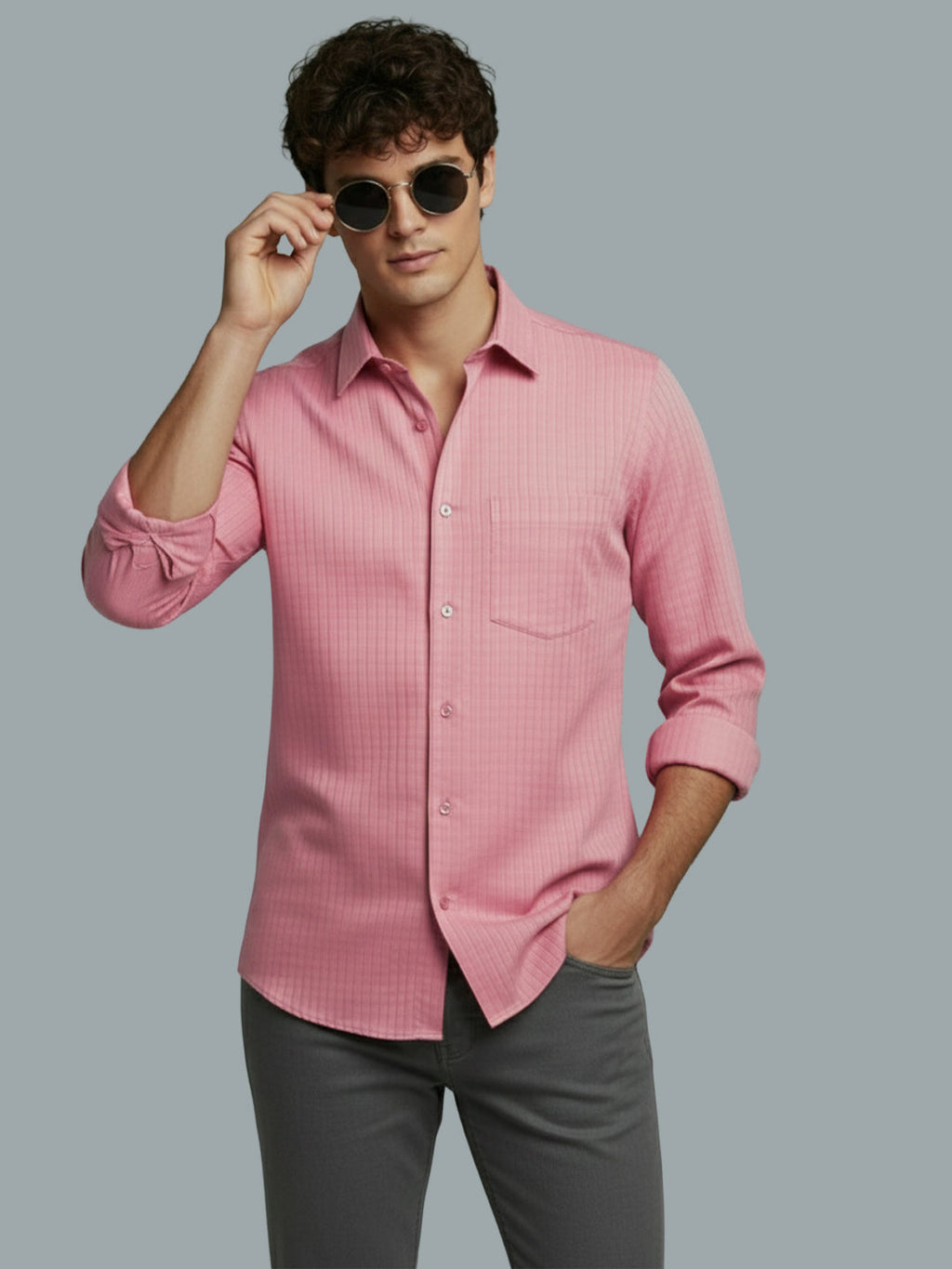 VORA LABEL Men Cotton Solid Regular Fit Spread Collar Casual Shirt - Black