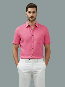 VORA LABEL Men Cotton Regular Fit Spread Collar Casual Shirt - Yellow