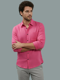 VORA LABEL Men Cotton Regular Fit Spread Collar Casual Shirt - Green
