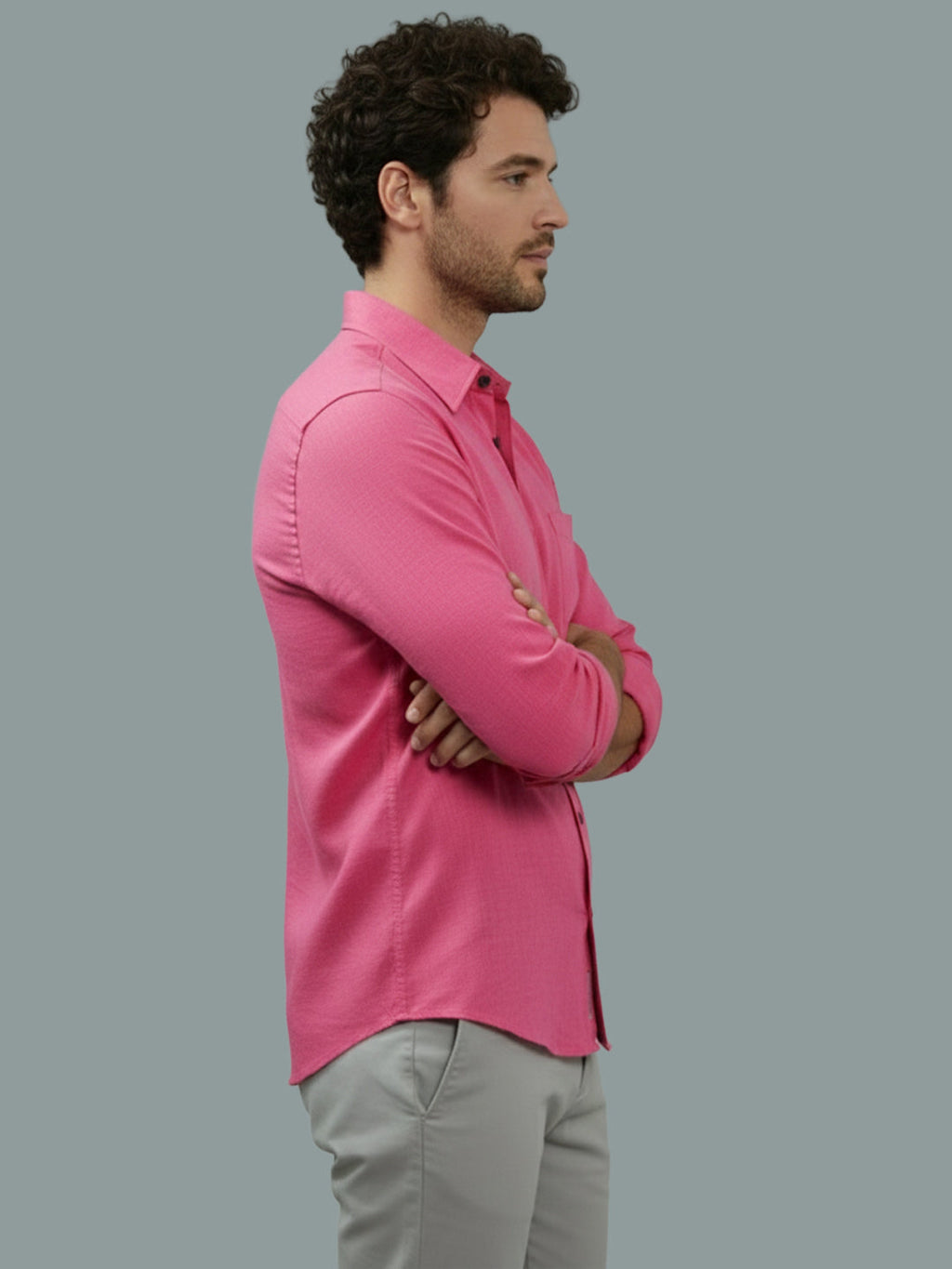 VORA LABEL Men Cotton Regular Fit Spread Collar Casual Shirt - Green