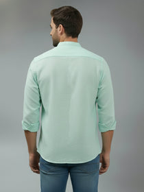 VORA LABEL Men Cotton Regular Fit Mandarin Collar Casual Shirt - Pink