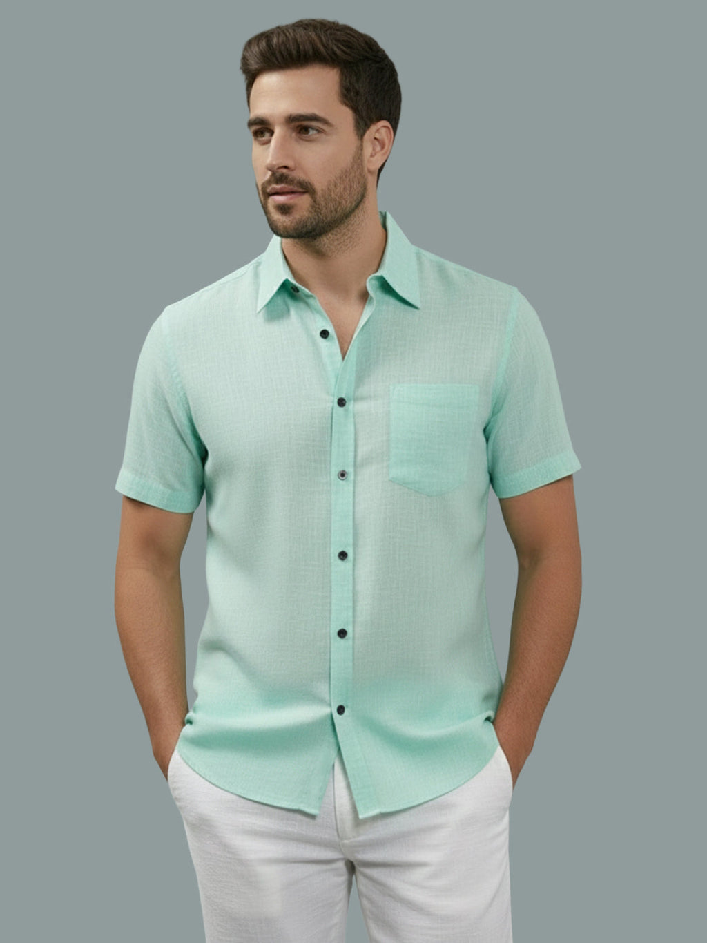 VORA LABEL Men Cotton Regular Fit Spread Collar Casual Shirt - Yellow