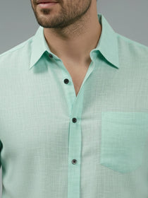 VORA LABEL Men Cotton Regular Fit Spread Collar Casual Shirt - Yellow