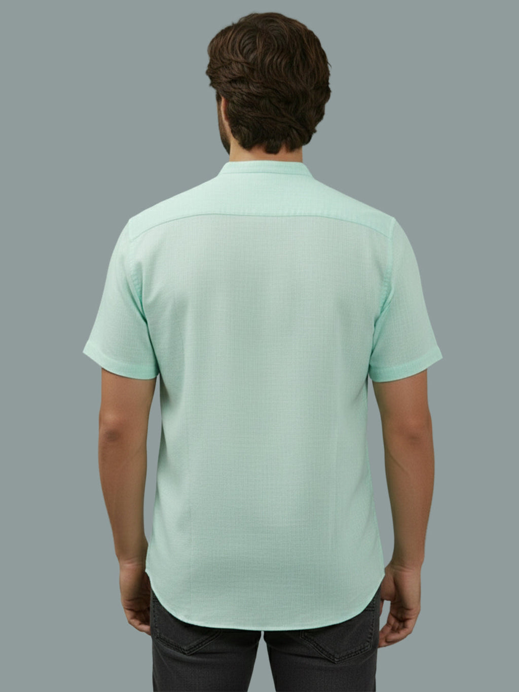 VORA LABEL Men Cotton Regular Fit Mandarin Collar Casual Shirt - White