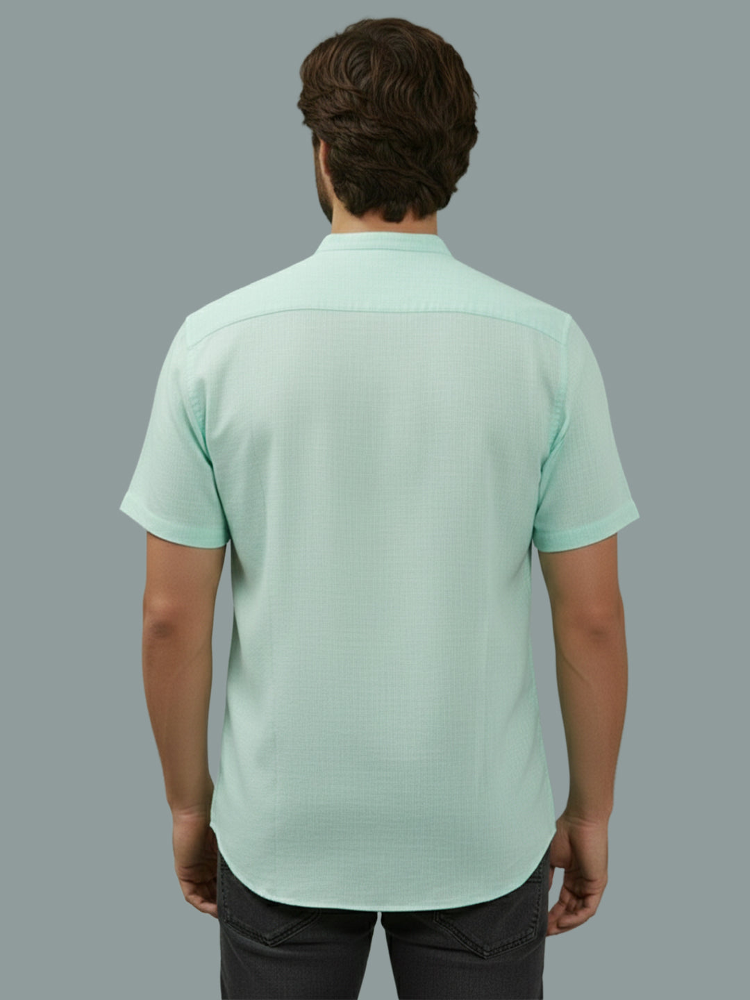 VORA LABEL Men Cotton Regular Fit Mandarin Collar Casual Shirt - White