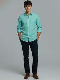 VORA LABEL Men Cotton Solid Regular Fit Spread Collar Casual Shirt - Black
