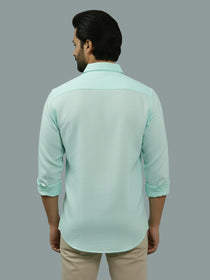 VORA LABEL Men Cotton Regular Fit Spread Collar Casual Shirt - Green