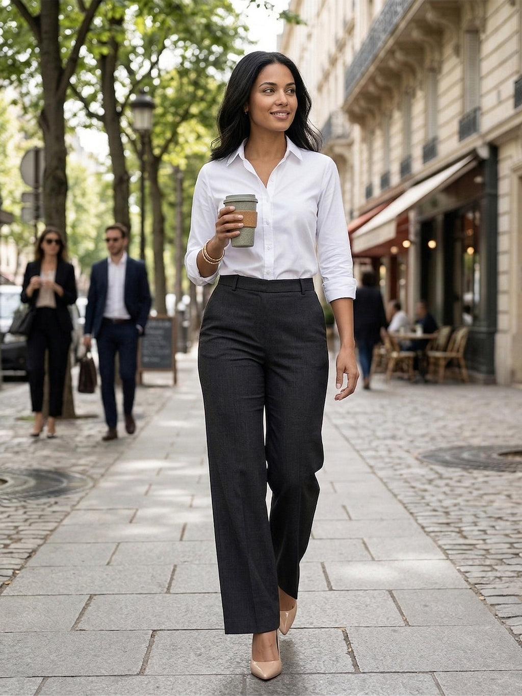 VORA LABEL Women Rayon Solid Straight Fit Trousers - Black