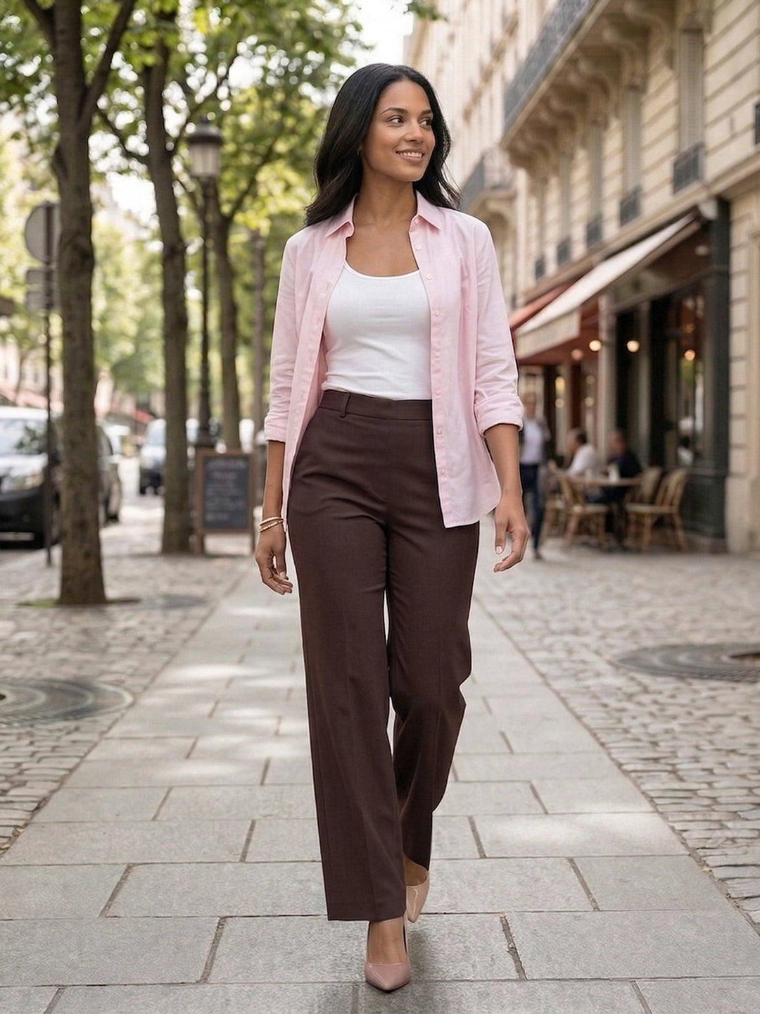 VORA LABEL Women Rayon Solid Straight Fit Trousers - Magenta Main image