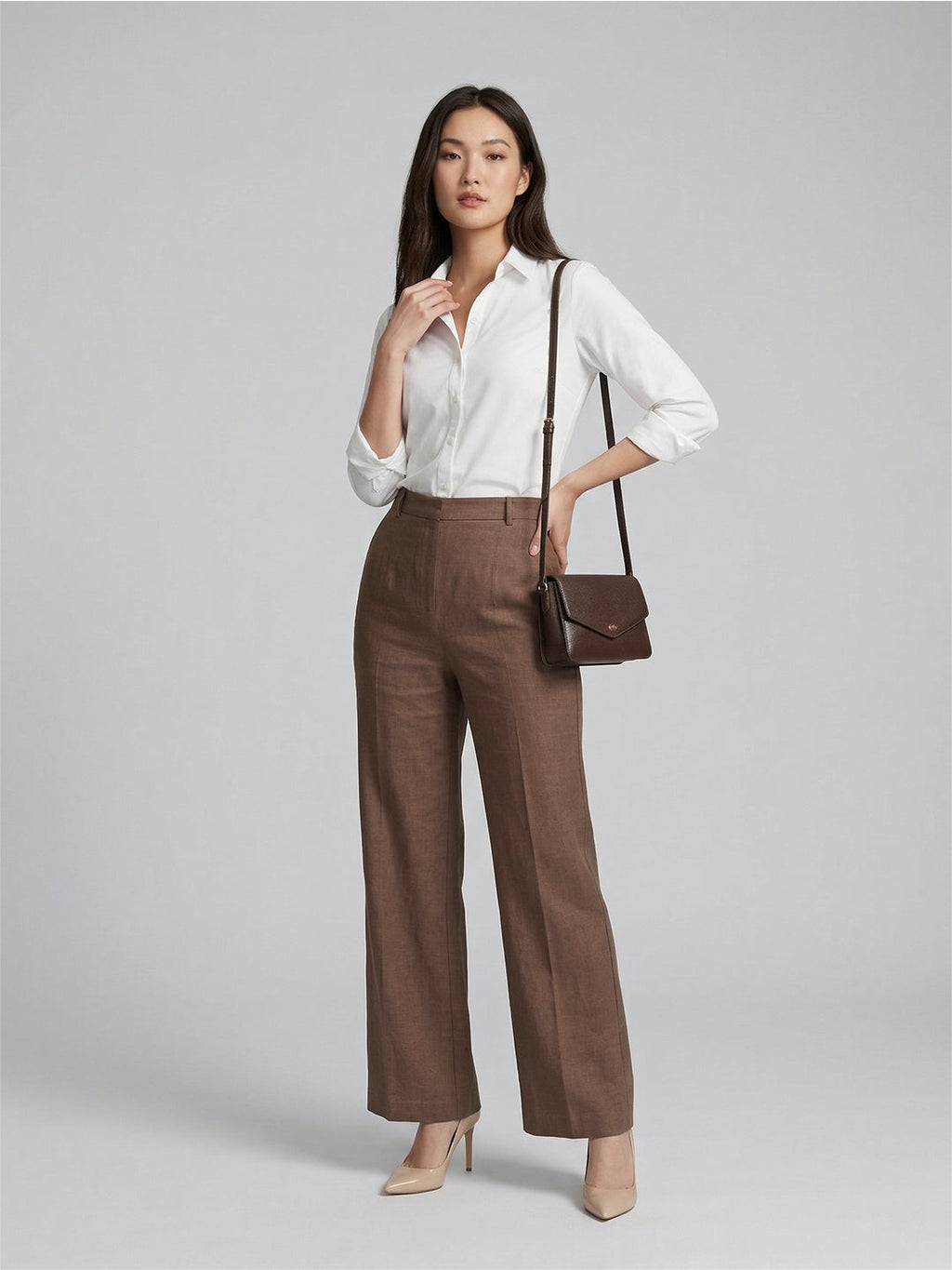 VORA LABEL Women Rayon Solid Straight Fit Trousers - Gold