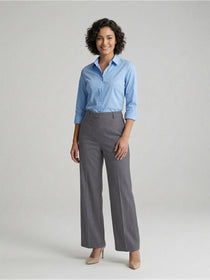 VORA LABEL Women Rayon Solid Straight Fit Trousers - Dark Grey