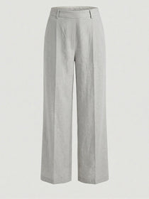 VORA LABEL Women Rayon Solid Straight Fit Trousers - Grey