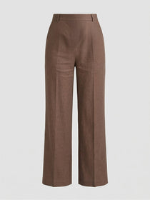 VORA LABEL Women Rayon Solid Straight Fit Trousers - Gold
