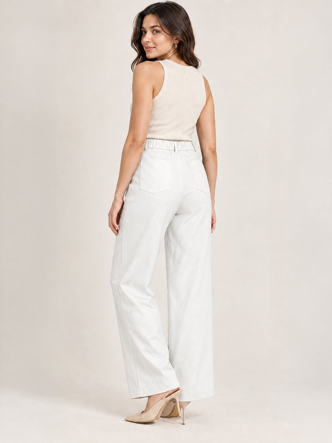 VORA LABEL Cream Color Trousers For Women And Girls Secondary image
