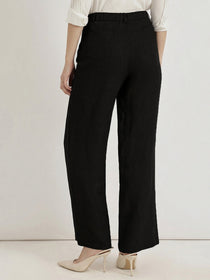 VORA LABEL Women Rayon Solid Straight Fit Trousers - Black