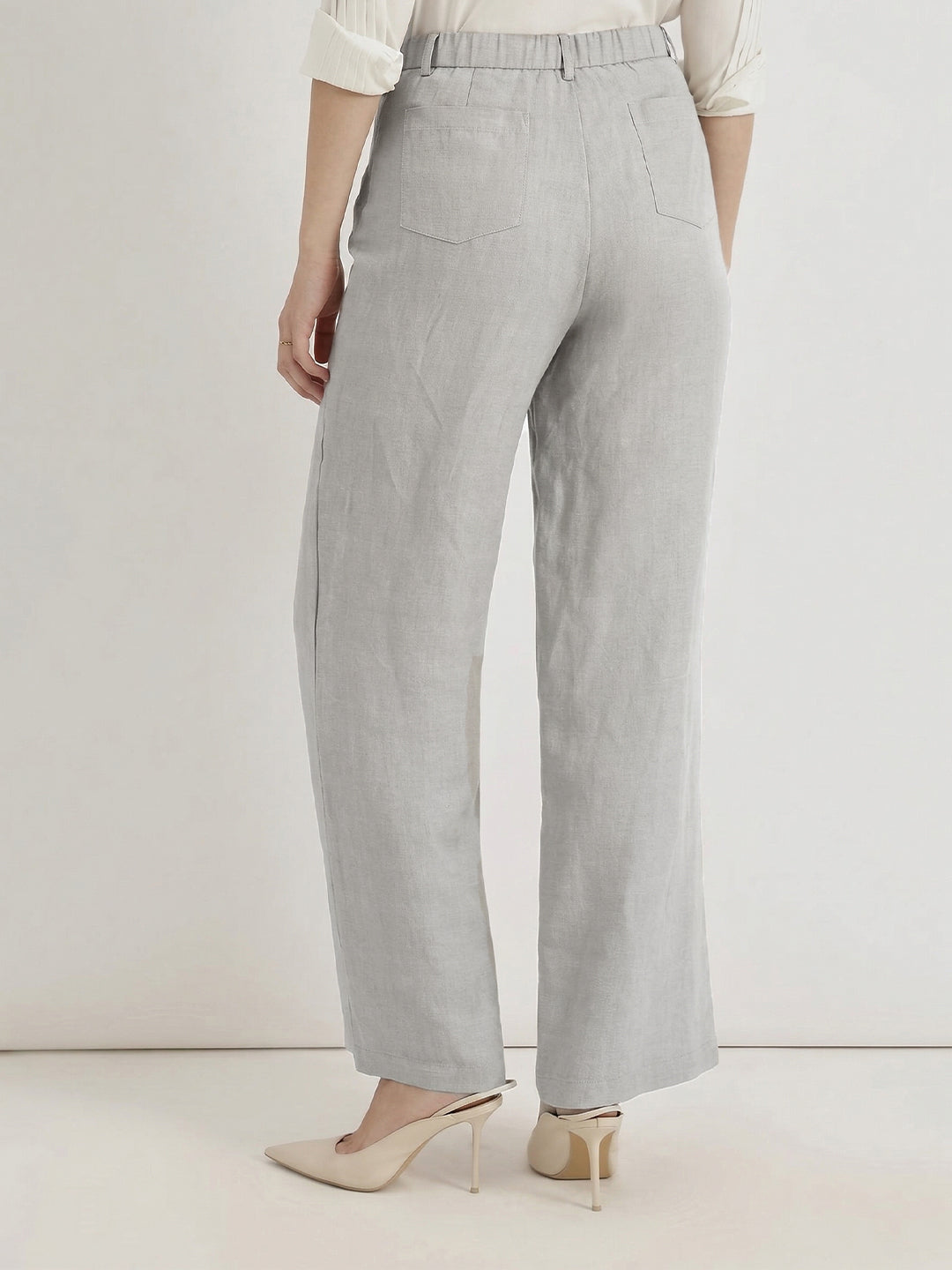 VORA LABEL Women Rayon Solid Straight Fit Trousers - Grey