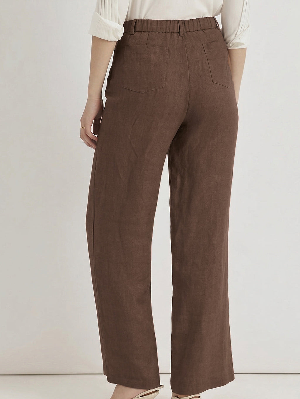 VORA LABEL Women Rayon Solid Straight Fit Trousers - Gold