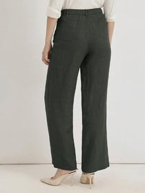 VORA LABEL Women Rayon Solid Straight Fit Trousers - Green