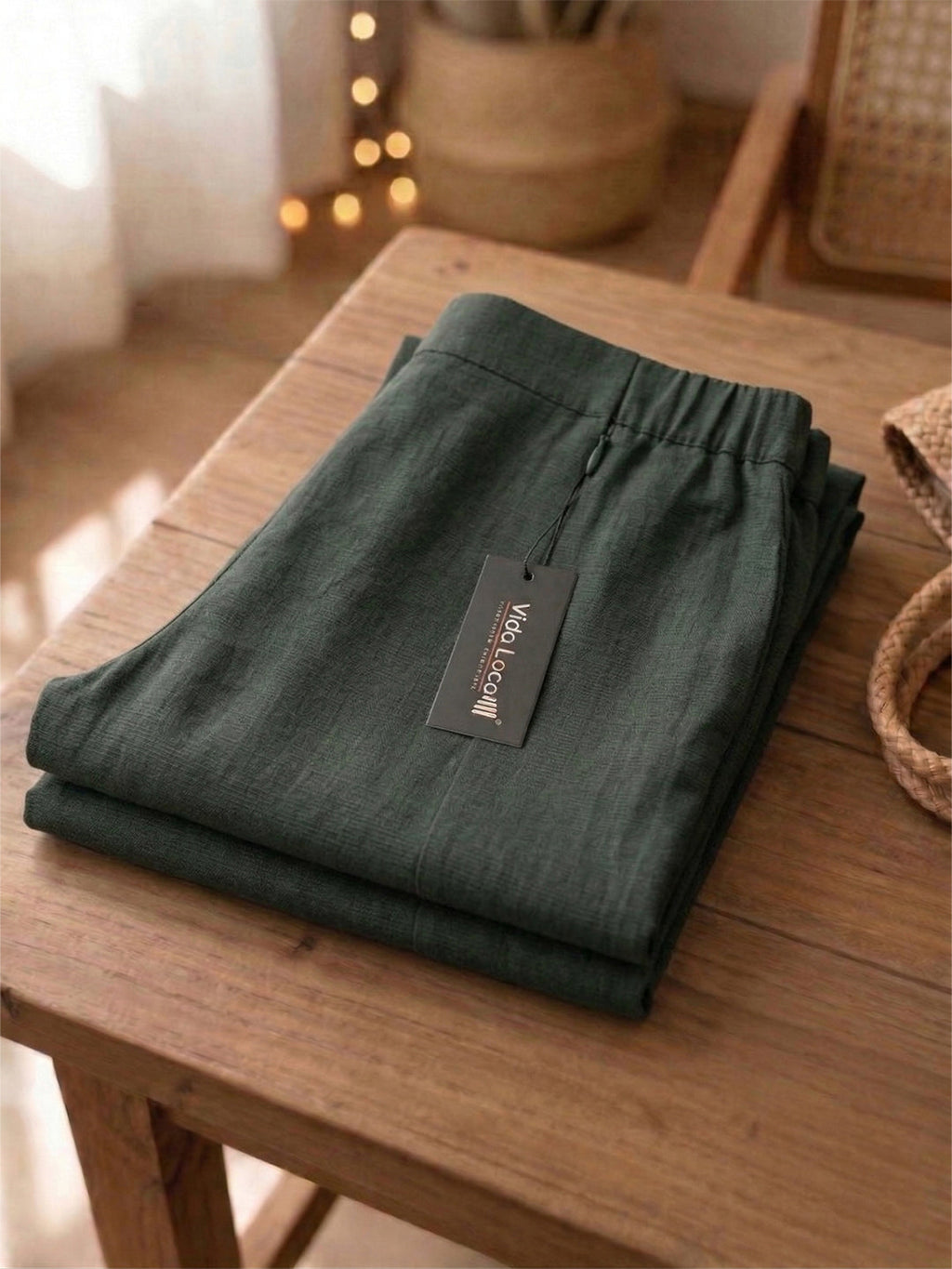VORA LABEL Women Rayon Solid Straight Fit Trousers - Green