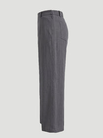 VORA LABEL Women Rayon Solid Straight Fit Trousers - Dark Grey