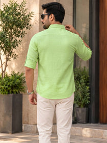 VORA LABEL Men’s Cotton Blend Solid Kurta | Mandarin Collar Full Sleeve Kurta with Pocket | Casual & Festive Wear