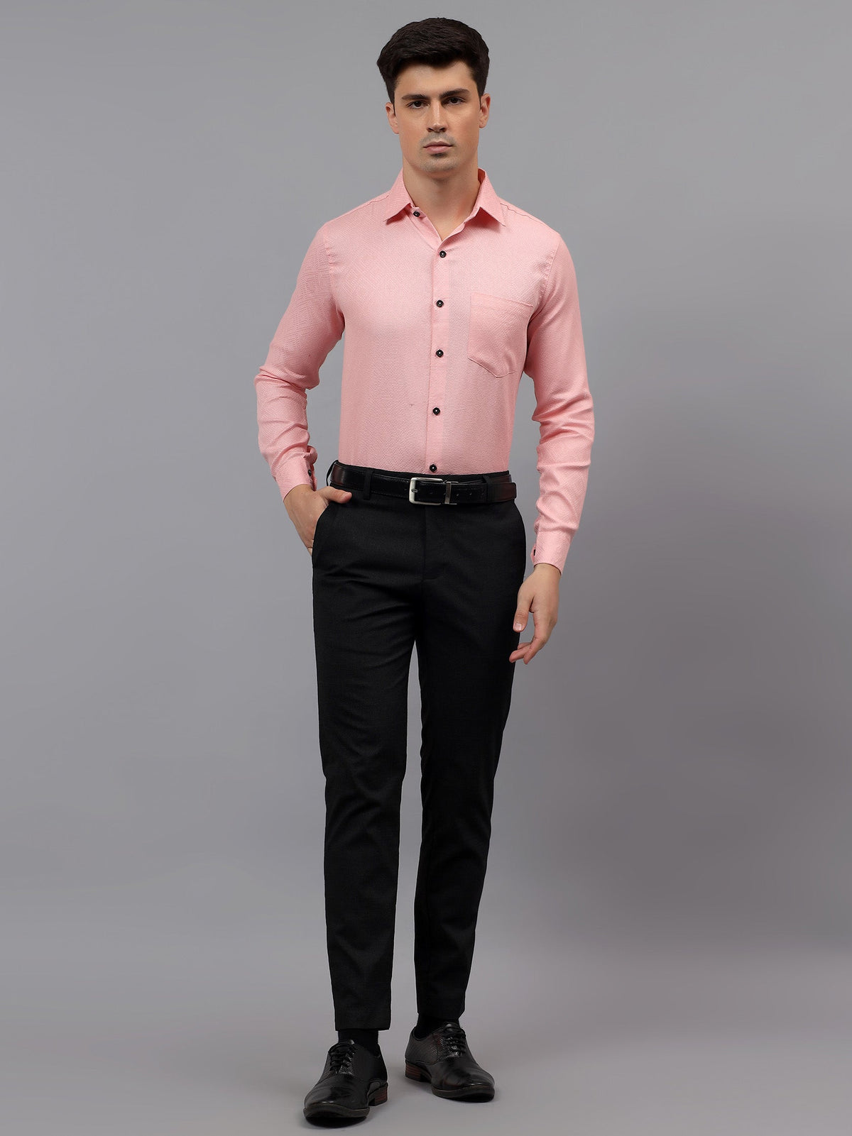 VORA LABEL Men Cotton Solid Regular Fit Casual Shirt - Black
