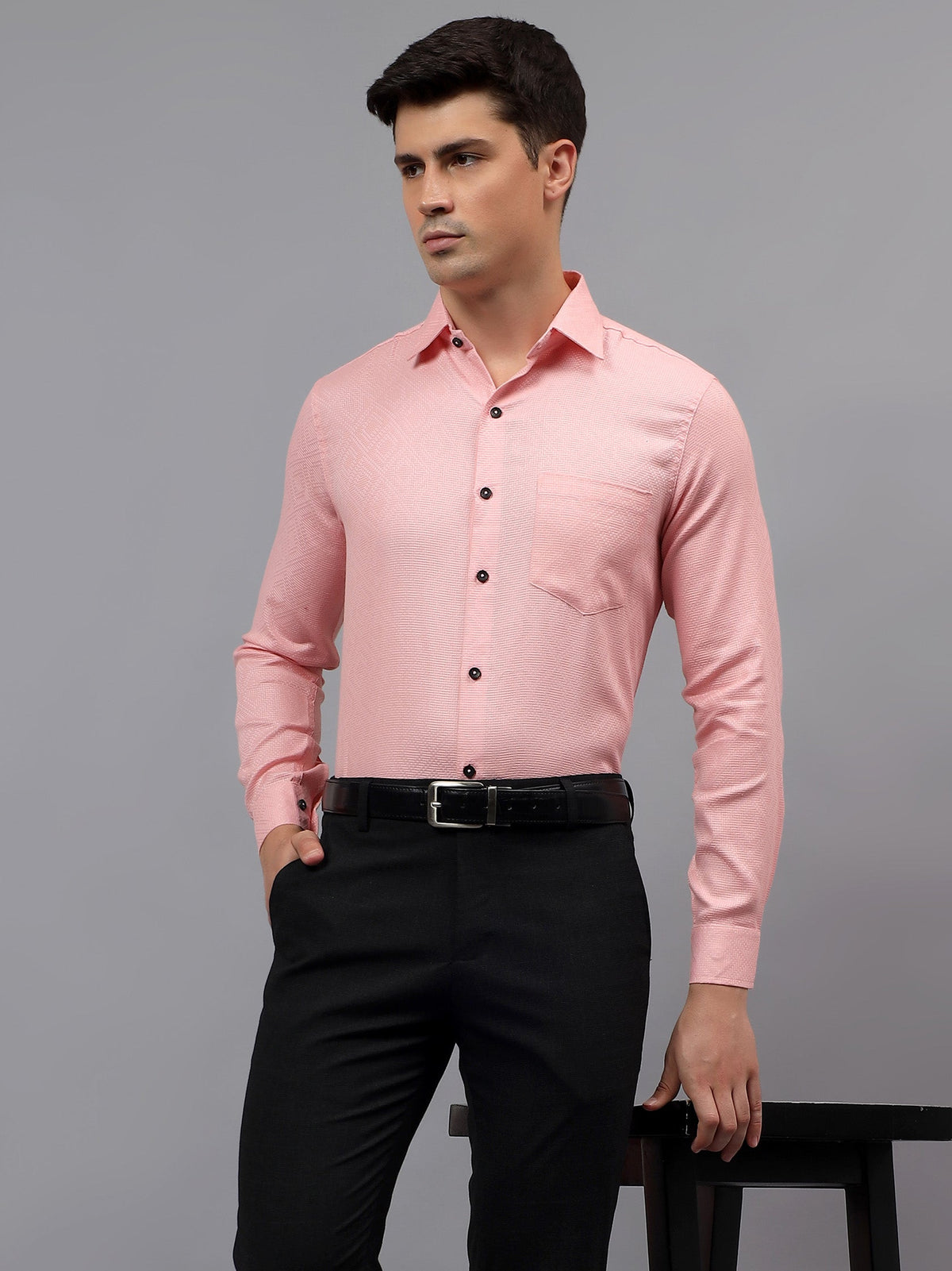 VORA LABEL Men Cotton Solid Regular Fit Casual Shirt - Black