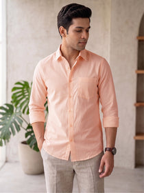 VORA LABEL Men Cotton Solid Regular Fit Casual Shirt - Pink