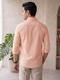 VORA LABEL Men Cotton Solid Regular Fit Casual Shirt - Pink