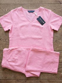 VORA LABEL Women Linen Solid Relaxed Fit Co-ord Set - Pink