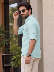 VORA LABEL Men’s Cotton Blend Solid Kurta | Mandarin Collar Full Sleeve Kurta with Pocket | Casual & Festive Wear