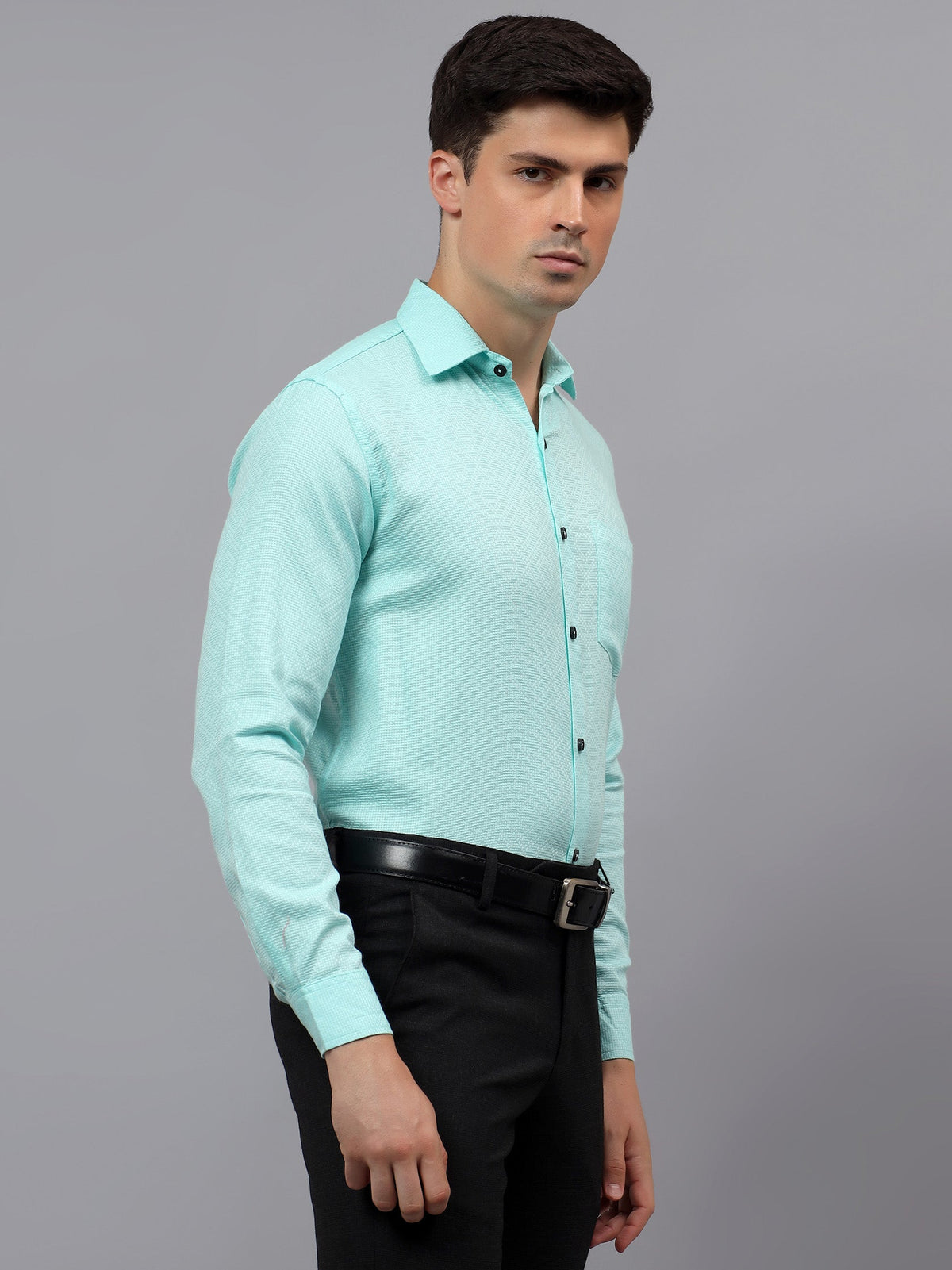 VORA LABEL Men Cotton Solid Regular Fit Casual Shirt - Black