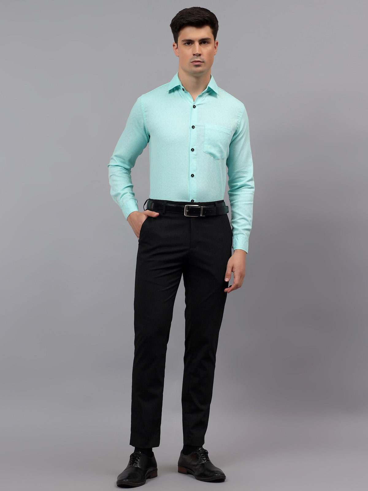 VORA LABEL Men Cotton Solid Regular Fit Casual Shirt - Black