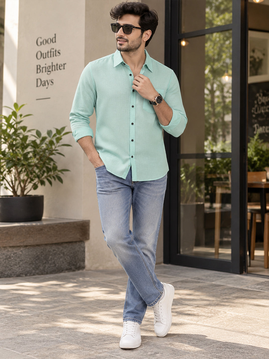 VORA LABEL Men’s Solid Cotton Blend Shirt | Full Sleeve Casual & Formal Shirt