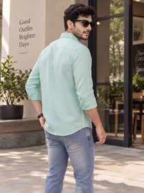 VORA LABEL Men’s Solid Cotton Blend Shirt | Full Sleeve Casual & Formal Shirt