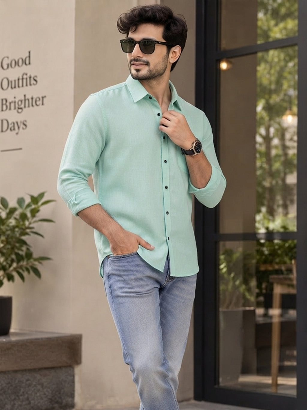 VORA LABEL Men’s Solid Cotton Blend Shirt | Full Sleeve Casual & Formal Shirt