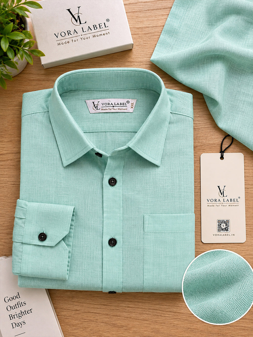 VORA LABEL Men’s Solid Cotton Blend Shirt | Full Sleeve Casual & Formal Shirt