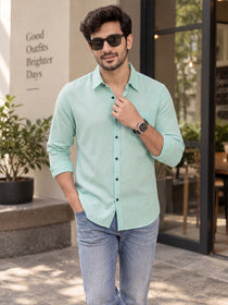 VORA LABEL Men’s Solid Cotton Blend Shirt | Full Sleeve Casual & Formal Shirt