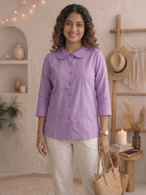 VORA LABEL Women Cotton Solid Regular Fit Shirt - White
