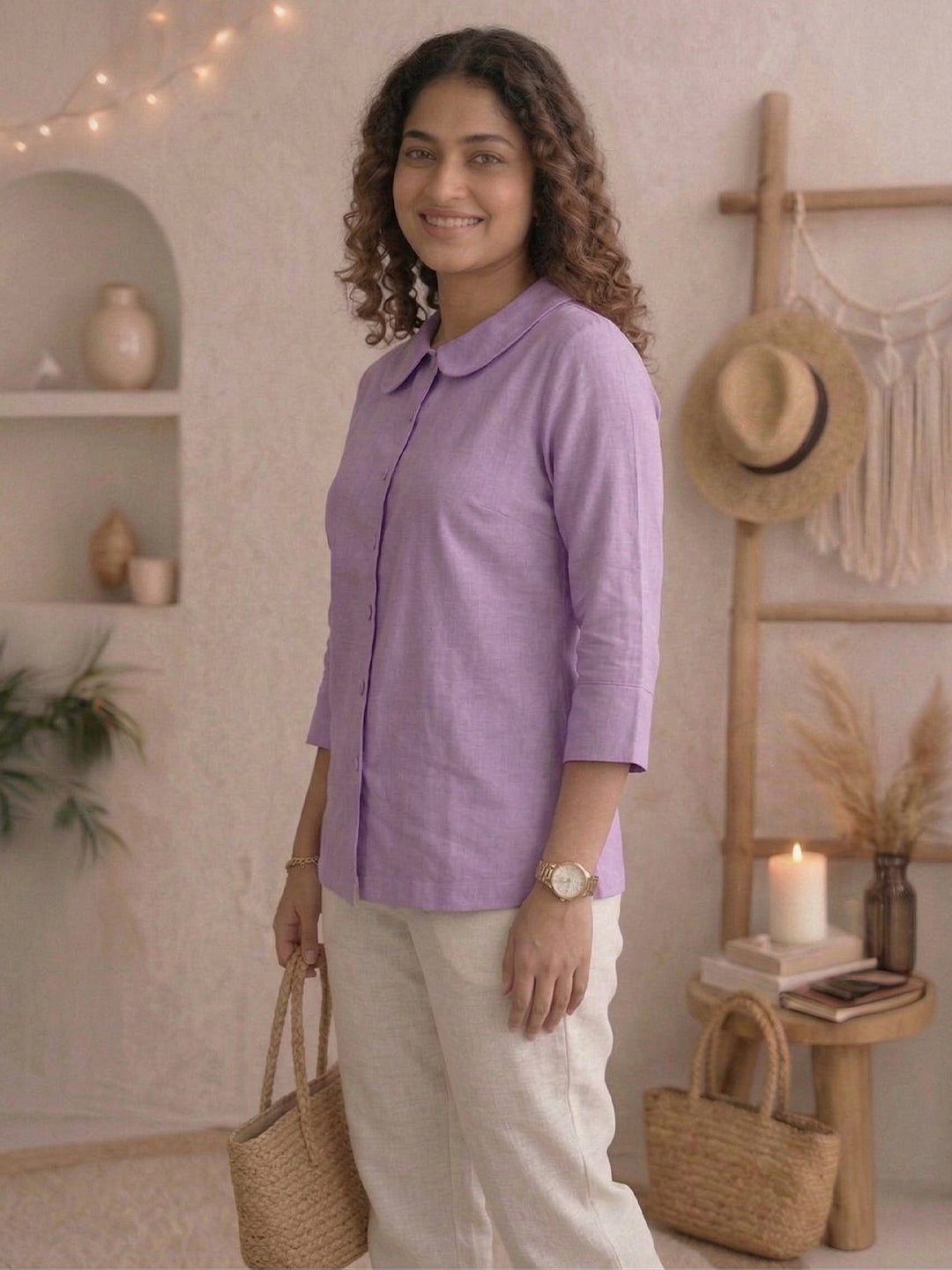 VORA LABEL Women Cotton Solid Regular Fit Shirt - White