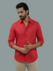VORA LABEL Men Cotton Regular Fit Spread Collar Casual Shirt - Green